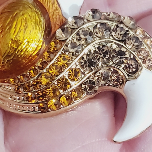 Fox brooch enamel crystal orange copper fall autumn animal woodland pendant - Picture 9 of 14